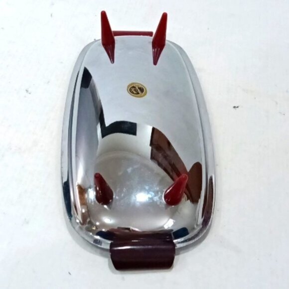 Vintage Gourmates by Glo Hill Canada Chrome Tray w/ Red Bakelite Handles‎ & Feet - Picture 3 of 6